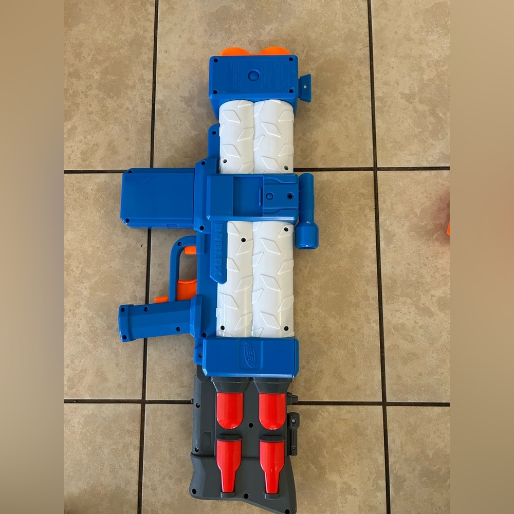 Nerf Roblux Blue and White Blaster with Red Accents